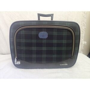 Vintage Leeds Plaid Carry On Luggage Bag Retro Travel Case SP